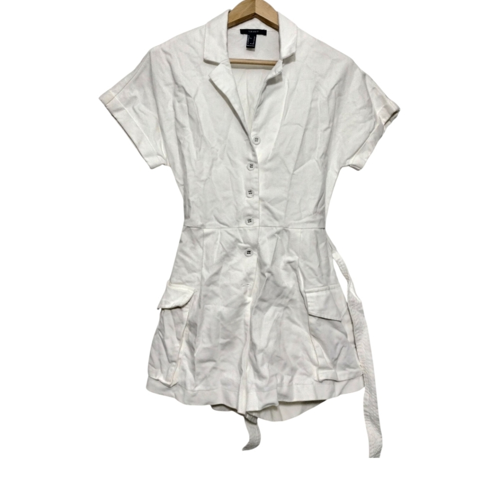 Forever 21 Denim Romper Cut Out Back Belted